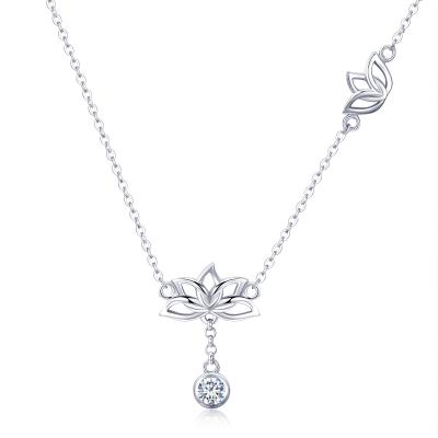 China FASHIONABLE Elegant Flower Necklace 925 Sterling Silver Lotus Flower Necklace for Women Girls for sale