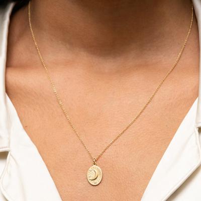 China Cute Minimal Moon Coin Necklace 925 Gold Sterling Silver Fashion Jewelry Design Dangle Coin for sale