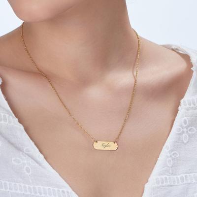 China Gold Plated Fashion Moon Phases Engraved Necklace Cute Fashion Rectangle Necklace Jewelry Pendant for sale