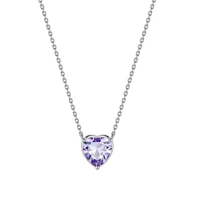 China CLASSIC 925 Sterling Silver 12 Birthstones Heart Necklace Birthstone Jewelry Necklace for sale