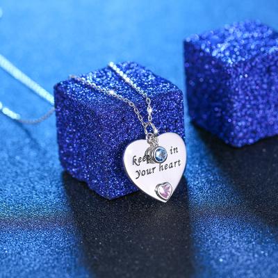 China TRENDY Hold Me In Your Heart 925 Sterling Silver Engraved Heart Personalized Necklace for sale