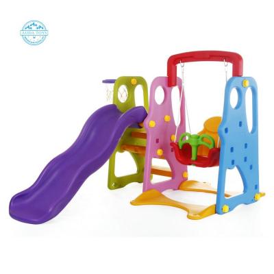 China Plaground A01212 3 in 1 New Big Kids Plastic Indoor Playground Child Swing and Slide Set for Baby for sale