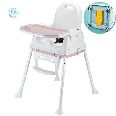 China 2021 Factory A06610 Foldable Baby Feeding Multifunctional Adjustable 3 in 1 Portable Baby Umpire Chair with Wheels Baby Furniture for sale