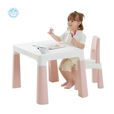 China A06125 Adjustable European Home Kindergarten Plastic Desk Kids Children Study Table And Chair Set for sale