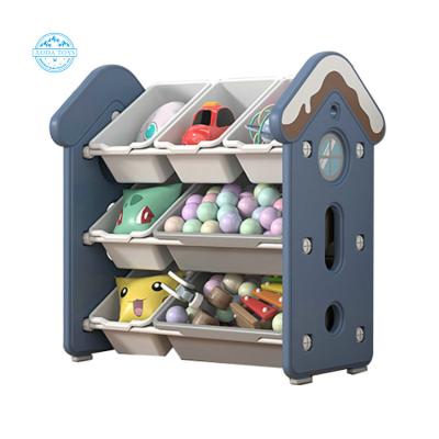 China A06216A Eco-Friendly Kids Room Shape Toy Storage Box Cabinet Furniture Toy Organizers And Storage Shelf With 3 Layers for sale