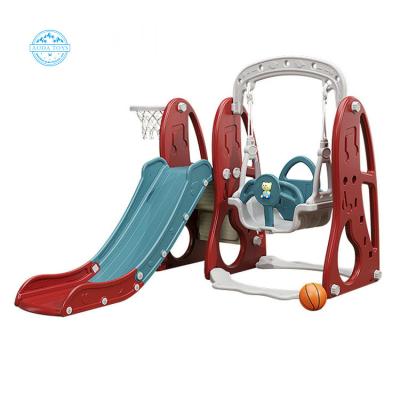 China Hot Sale 3In1 Cute Design Wholesale Plaground Playground Set Slide Swing Outdoor Kids Swing And Slide Set Plastic for sale