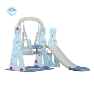 China Plaground A01208B Kids Baby Toys Indoor Cheap Kids Playground Slide and Plastic Swing Set for sale