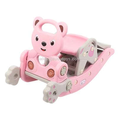 China Ride On Toy Audatoys AD02104 Custom Kids Plastic Bear Rocking Horse For Baby Indoor Ride On Animal And Slide for sale