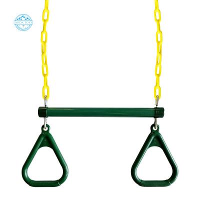 China Outdoor GYM Audatoys A07105 Garden Gym Ring Trapeze Swing Bar Swing with Rings and PVC Coated Chains for sale