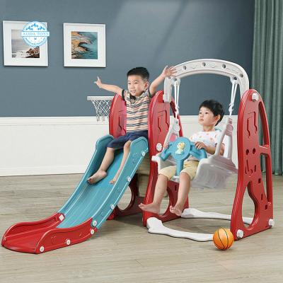 China Plaground Hot Sale Playground 3 In 1 Combine With Swing And Basketball Plastic Baby for sale