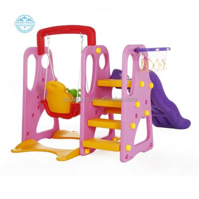 China Plaground A01212 3 in 1 New Big Kids Plastic Indoor Playground Child Swing and Slide Set for Baby for sale