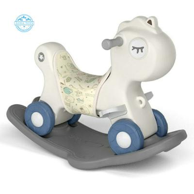 China Ride On Toy High Quality Baby Glow Musical Toddler Walker Cartoon Unicorn Rocking Horse Plastic Spinning Ride On Animals Toy for sale