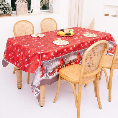 China Christmas chair deco Sinyoo Christmas tablecloth with gnome pattern fabric Table cover for outdoor and indoor table use for sale