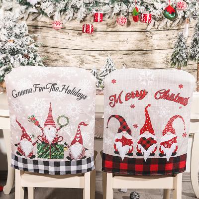 China New Christmas Chair Deco Sinyoo Merry Christmas Back Chair Cover Set For Christmas Canvas Dining Gnome Chair Back Covers for sale