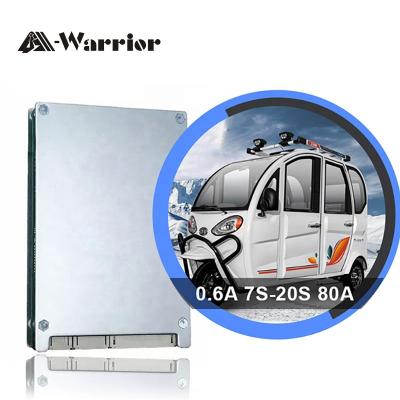 China EV-3W/E-3 wheelers/E-tricycle/E-rickshaw BMS supply Li-ion lifepo4 LTO lithium battery NCR NCM NCA batteries software bms 20S 72V 80A with bluetooth APP for sale