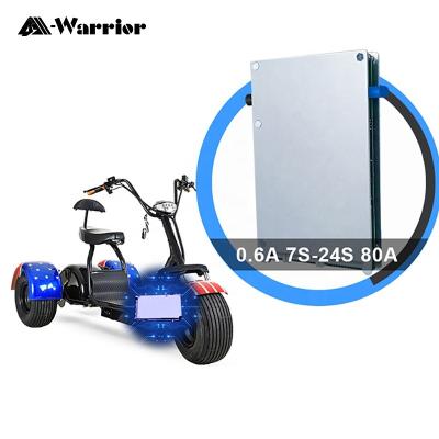 China Smart electric vehicles A-warrior BMS 72 voltage bms cell data can be modified via phone bluetooth APP lifepo4 24S 80A for E-rickshaw E wheeler -3 for sale