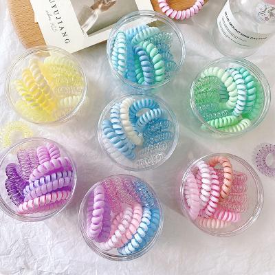 China New Popular Clear Line Elastic Spirals Form Coil Phone Hair Ties Elastic Wire Hair Tie Ponytail Band With Women Hair Accessories for sale