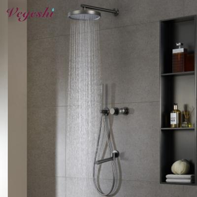 China Without Sliding Bar Vegeshi Shower Fabrics Wall Mount Brass Rain Showers Set Hot Cold Water Mixer Concealed Shower Faucet for sale