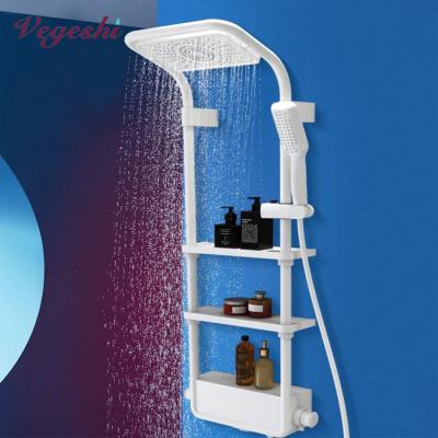 China With Slide Bar Luxury Wall Mounted Black And White Thermostatic Bathroom Mixer Shower Set for sale