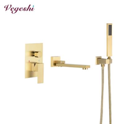 China Bathtub Set Metered Bathroom Shower Faucet In-Wall Bathtub Faucets Hot And Cold Faucet With Hand Held Shower Spout And Swivel Faucets for sale