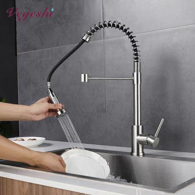 China Vegeshi Amazone Faucets High Quality Black 304 Stainless Steel Kitchen Faucet Commercial Pull Down Kitchen Sink Faucet With Sprayer for sale