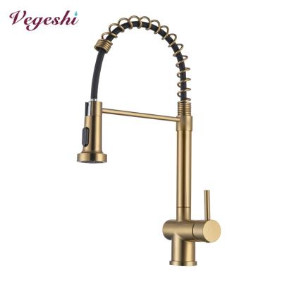 China Vegeshi 2 Function 304 Stainless Steel Kitchen Sink Faucet Cold And Hot Metered Pull Down Kitchen Faucets With Sprayer for sale