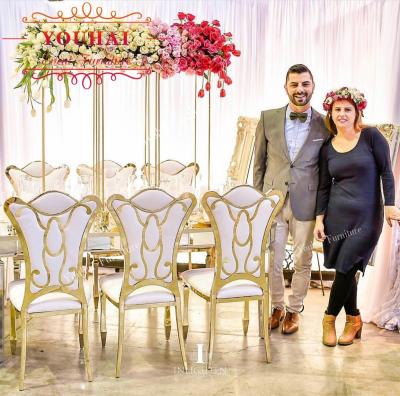 China Hotel Chair Gold Stainless Steel Luxury Stackable Wedding Chair for sale