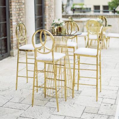 China Modern hot sale gold stainless steel bar stools chair and table for wedding for sale