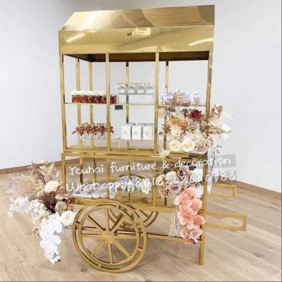 China Welding Party Stainless Steel Gold Candy Cart For Baby Shower Party for sale