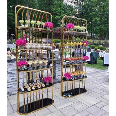 China High Quality Hotel Chair Stainless Steel With Glass Display Rack Nightclub Wine Shelf For Wedding Events for sale