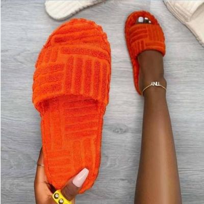 China Fashion Trend China Manufacturer Autumn And Winter Flip Flop Sandals For Women And Ladies Bottom Cotton Winter Soft Non-slip Orange Slippers for sale