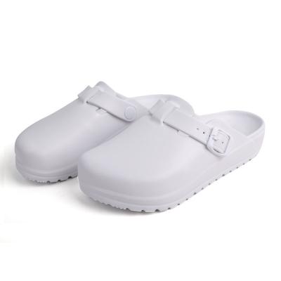 China Round Casual Hobbles Beach White Plastic Sport Sandal Mules Hobbles Shoes Eva Summer Hobbles For Women for sale