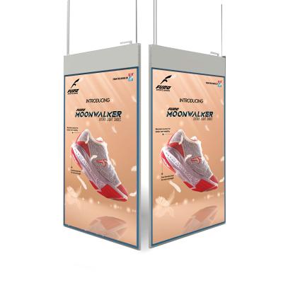 China Wholesale Indoor Indoor Advertising Double Sided View Digital Signage Transparent Glass Ceiling Mounted LCD Advertising Display for sale