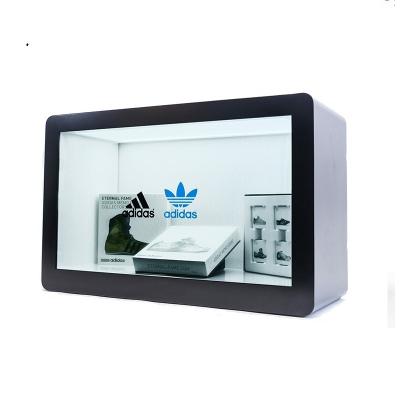 China Exhibition New Technology Transparent Advertising Touch Screen Monitor Box LCD Display Showcase For Product Show for sale