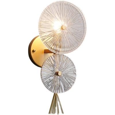 China Modern Luxury Creative Modern Bedroom Bedside Wall Lamp Living Room Background Double Disc Glass Wall Lamp for sale