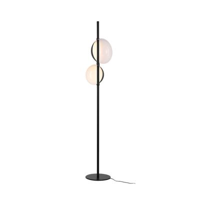 China Modern Light Luxury Creative Simple Pattern Bedroom Room Vertical Double Head Hemispherical Floor Lamp Living Room Floor Lamp for sale