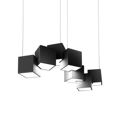 China Nordic simple modern square creative geometric Rubik's cube chandelier for guest restaurant bar bedroom living room for sale