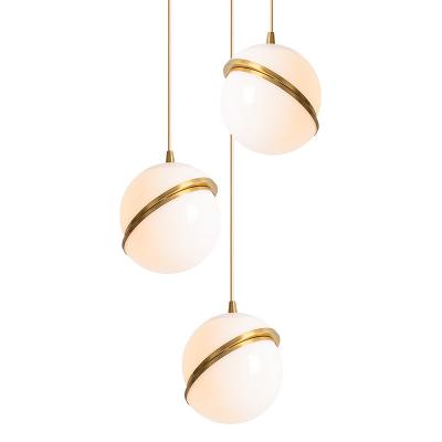 China Simple Round Moon Ball Half Head Lighting Farmhouse Layout Chandelier Stair Lamp Acrylic Bed Bar Bedroom Dining Room Lighting for sale