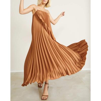 China Chic easy warm washable made in italy elegant pleated dress in soft satin long dress women casual wear for sale