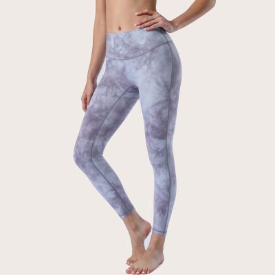 China Breathable hot selling high waist tummy control crothless yoga leggings tie dye womens sports pants workout gym wear running clothing for sale