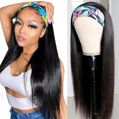 China Seller Wholesale Virgin Remy Human Hair Headband Wig Silky Straight Wave Brazilian Remy Human Hair Machine Made No Lace Glueless Wig For Black Women for sale