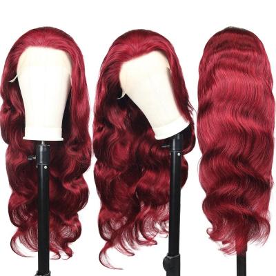 China Body wave highlight lace front wig 13*6 human hair hd wigs transparent brazilian cuticle aligned wig for sale