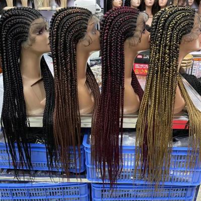 China Lace Front Wigs Lace Frounisex Braided Wigs Wholesale Transfashion Synsports Wigssolid Color With Babcasual Outdooric Glueless 13X6 Hd Long for sale