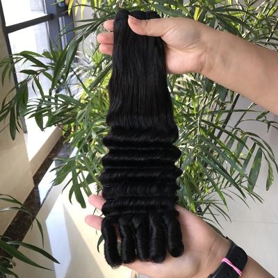 China No funmi hair grade 7a double DN shedding cheap unprocessed virgin funmi Brazilian hair with closure for sale