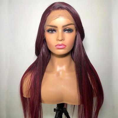 China Yeswigs Straight 99J 27# 30# Highlights Colored Silky Straight Wave Hair Wig Lace Front Wig Cheap Wig For Black Women for sale