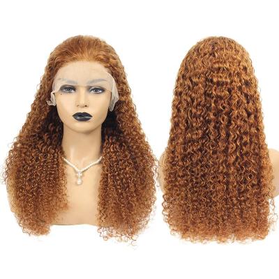 China Hot Selling Jerry Curl Human Hair Wigs Lace Front Wig Curly Virgin Brazilian #350 Natural Colored Virgin Hair Cuticle Aligned Small Long for sale