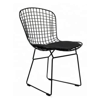 China Wholesale high quality hot sale restaurant iron eco-friendly metal (other) adjustable dining chair with cushion leather black wire outdoor chair for sale