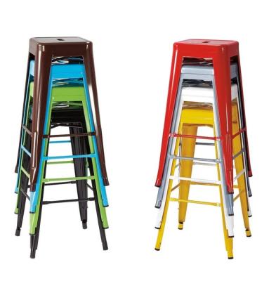 China Modern Durable Colorful Stackable Stool De Furniture Industrial Black Metal Cafe Bar Stool Black For Restaurant for sale