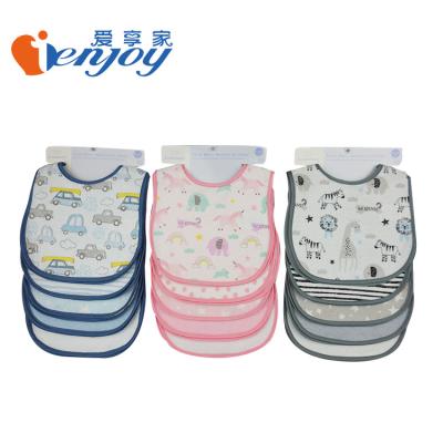 China 2020 Sustainable Washable Ienjoy Terry 8pcs Skin-friendly Cotton Printed Baby Bib Set for sale