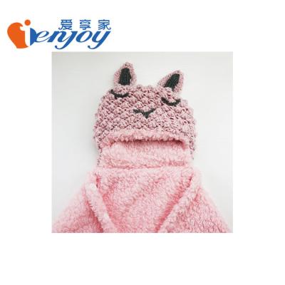 China Ienjoy Sherpa Outdoor Hooded Solid Baby Anti-pilling Hooded Blanket With Hat for sale